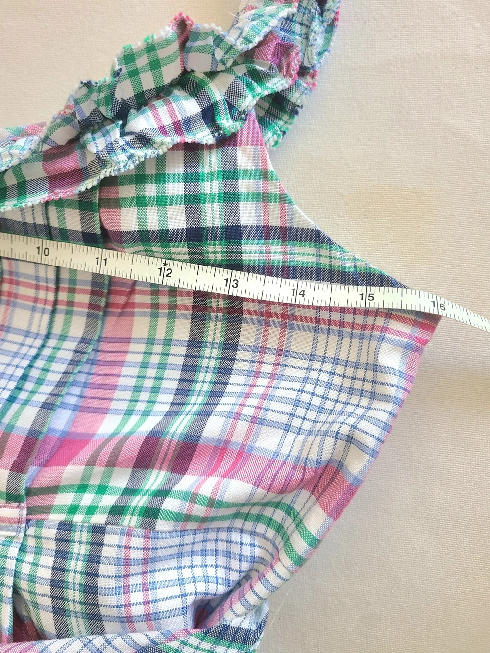 Ralph Lauren Pink & Green Plaid Ruffle Strap Dress